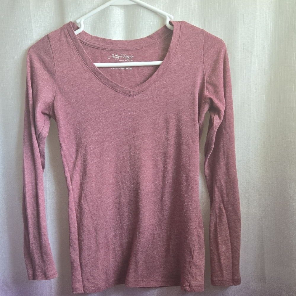 Aeropostale Pink Fitted Long Sleeve T-Shirt